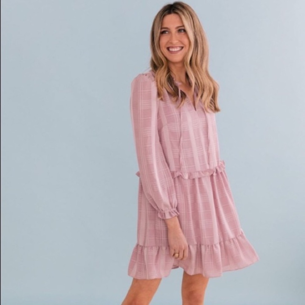 GAL MEETS GLAM Emmeline Ruffle Long Sleeve Dress